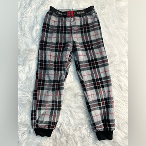 Calvin Klein Boys' Black Red Gray Plaid Pajama Pants Size XS 5/6 100% Polyester‎